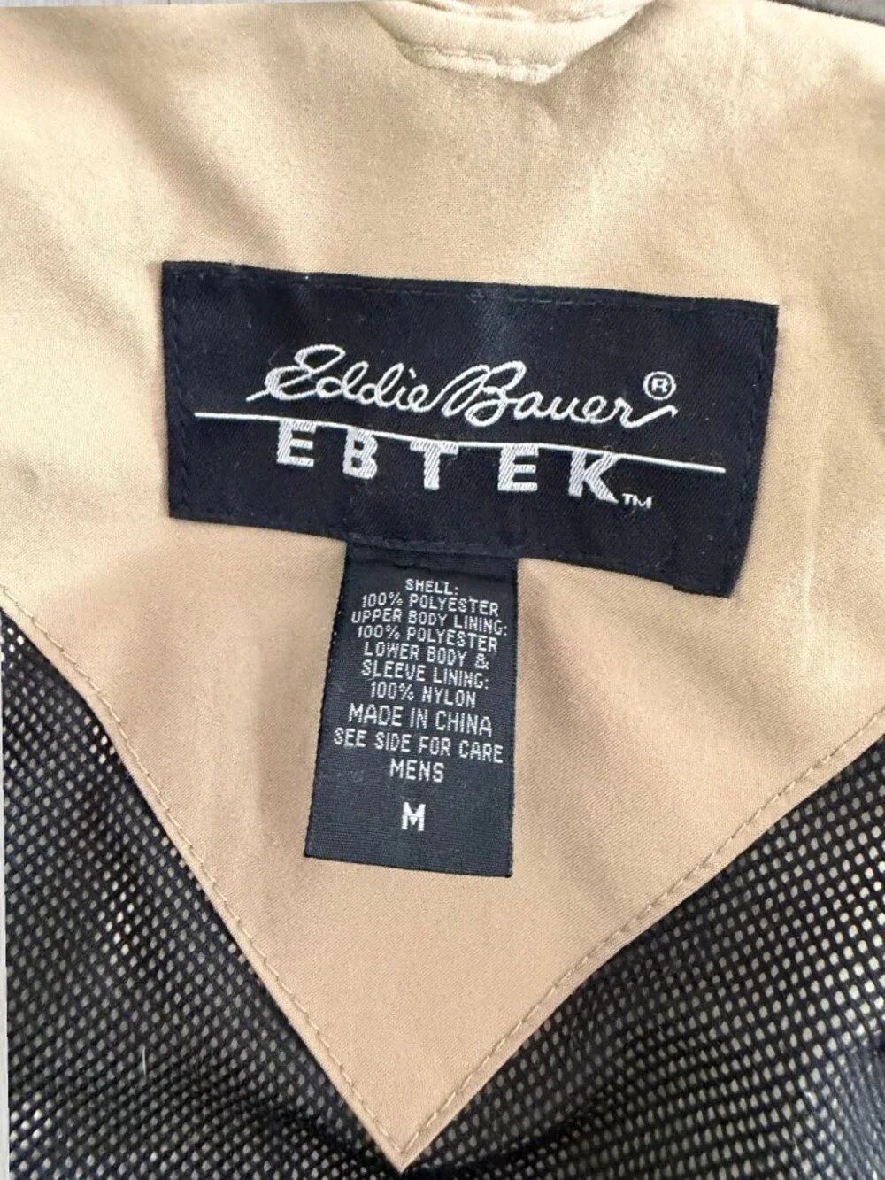 Vintage Eddie Bauer EBTEK Gore-Tex Hooded Jacket Men's M Tan Waterproof Hiking